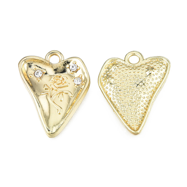 

PandaHall Rack Plating Alloy Pendants, with Crystal Rhinestone, Twist Heart with Flower, Cadmium Free & Nickel Free & Lead Free, Light Gold..., Clear