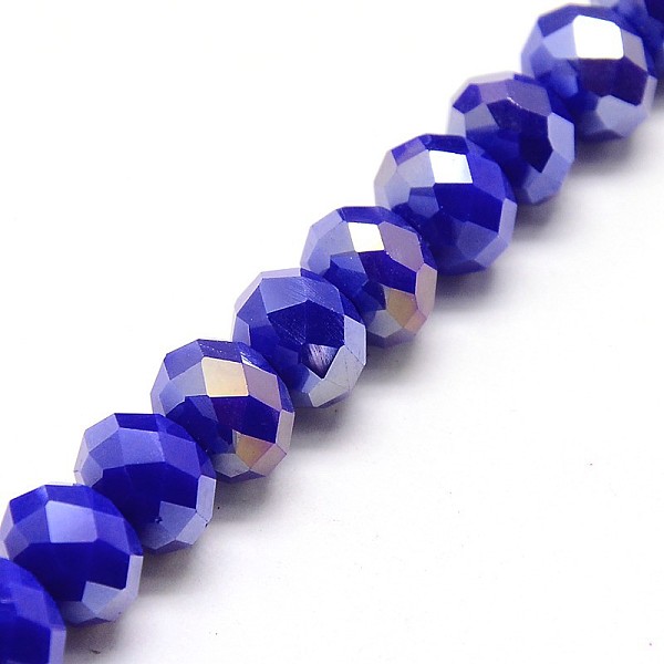 

PandaHall Electroplate Opaque Solid Color Crystal Glass Rondelle Beads Strands, Faceted, AB Color Plated, Blue, 10x7mm, Hole: 1mm, about...
