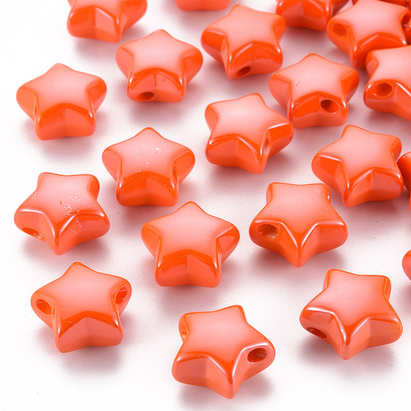 

PandaHall Opaque Acrylic Beads, Pearlized, Star, Orange Red, 20.5x21x12.5mm, Hole: 3.5mm Acrylic Star