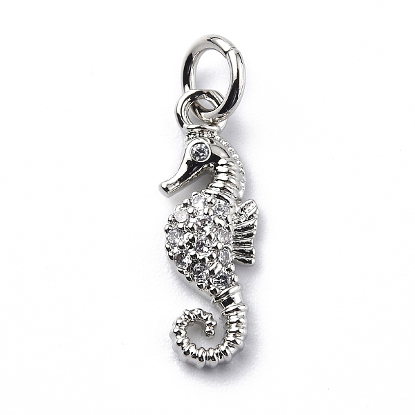 

PandaHall Brass Micro Pave Cubic Zirconia Charms, with Jump Ring, Sea Horse Charms, Platinum, 16x5.5x2.5mm, Hole: 3.2mm Brass+Cubic Zirconia..., Clear
