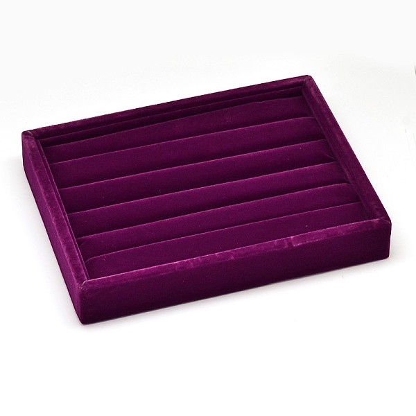 

PandaHall Wooden Cuboid Jewelry Rings Displays, Covered with Velvet, with Sponge Inside, Purple, 20x15x3.2cm Velvet Purple