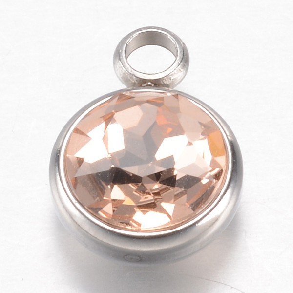

PandaHall 304 Stainless Steel Glass Rhinestone Charms, Faceted, Flat Round, Blanched Almond, 14x10x7mm, Hole: 2.5mm Stainless Steel+Glass..., Orange