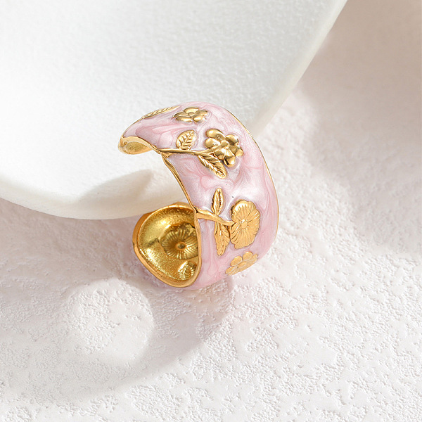304 Stainless Steel Enamel Cuff Open Rings