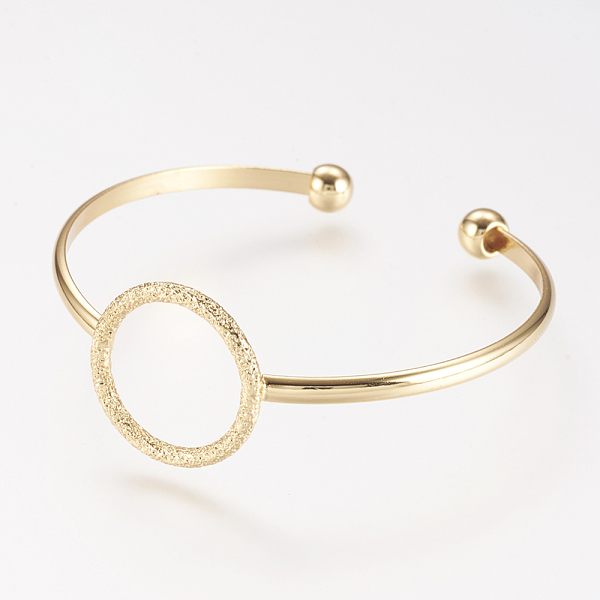 

PandaHall Brass Cuff Bangle, Real 18K Gold Plated, 2 inchx2-1/8 inch(50x53mm) Brass