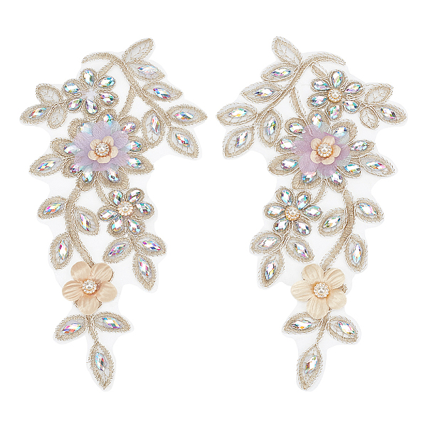 1Pair Polyester & Glass Lace Cloth Patches