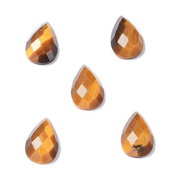 

PandaHall Natural Tiger Eye Cabochons, Faceted Teardrop, 12.5~13x8.5~9x4.5~5mm Tiger Eye Teardrop