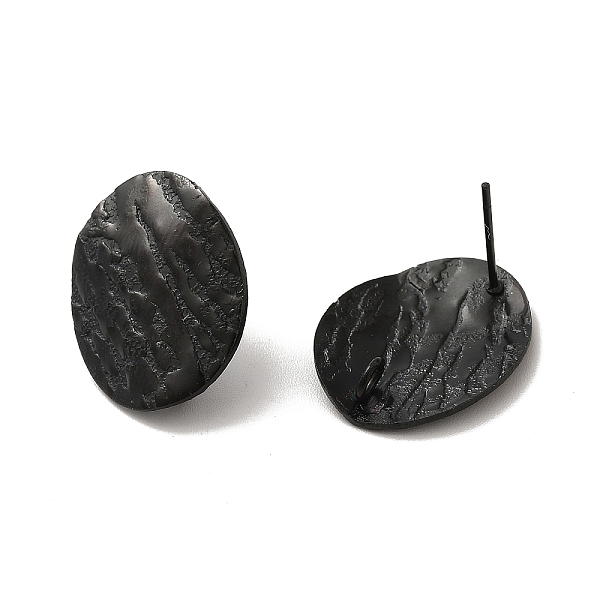 

PandaHall 304 Stainless Steel Stud Earrings Findings, with Vertical Loop, Textured Oval, Electrophoresis Black, 20x16mm, Hole: 2.5mm, Pin...