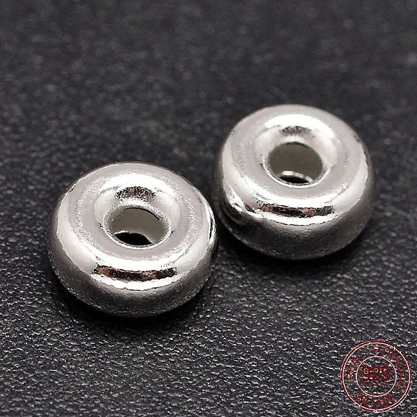 

PandaHall Rondelle 925 Sterling Silver Spacer Beads, Silver, 6x3mm, Hole: 1.5mm, about 82pcs/20g Sterling Silver Rondelle