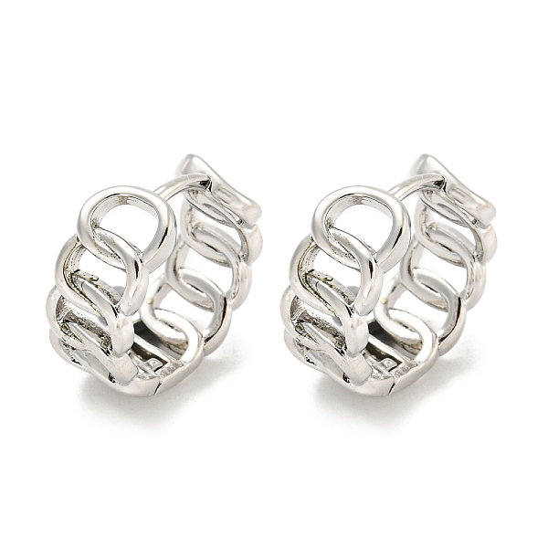 

PandaHall Chain-Shaped Brass Hoop Earrings, Real Platinum Plated, 15x6.5mm Brass Others