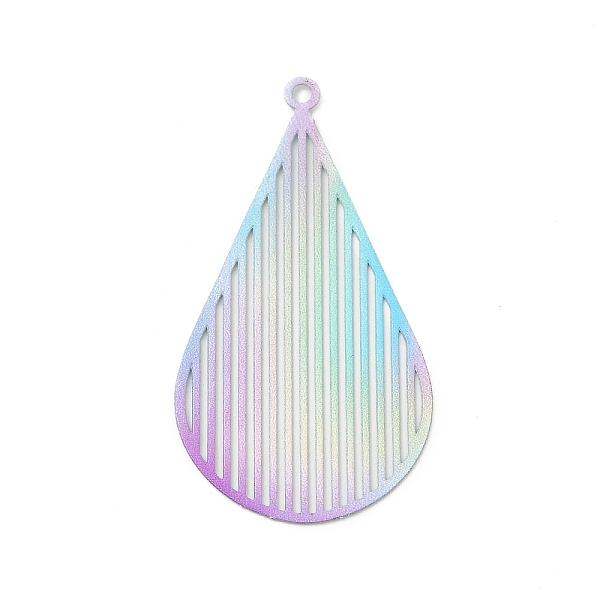 

PandaHall Spray Painted 430 Stainless Steel Pendants, Teardrop Charm, Colorful, 44x23.5x0.5mm, Hole: 1.8mm 430 Stainless Steel Teardrop