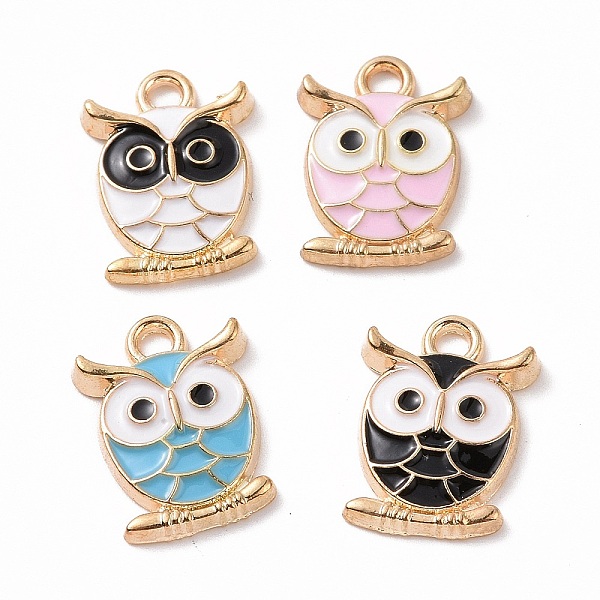 

PandaHall Alloy Enamel Pendants, Owl Charm, Golden, Mixed Color, 16.5x12x2.5mm, Hole: 1.6mm Alloy+Enamel Owl Multicolor