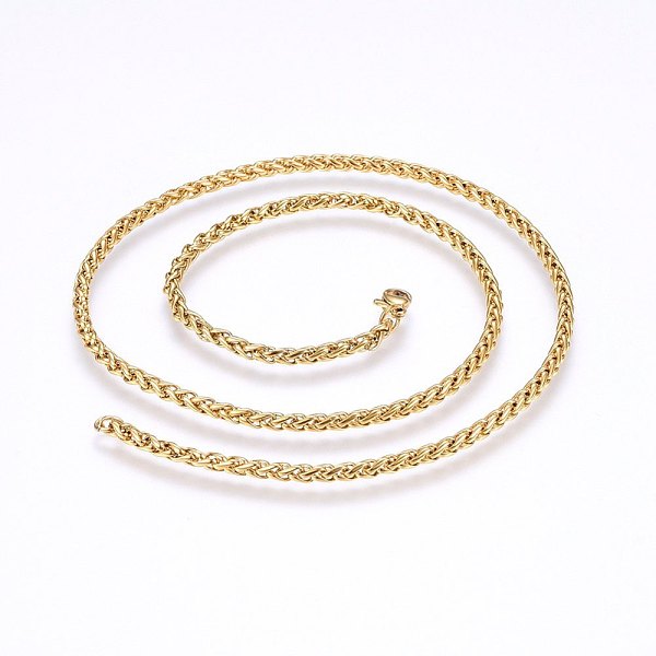 

PandaHall 304 Stainless Steel Wheat Chain Necklaces, with Lobster Claw Clasps, Golden, 17.7 inch(45cm), 3mm 304 Stainless Steel
