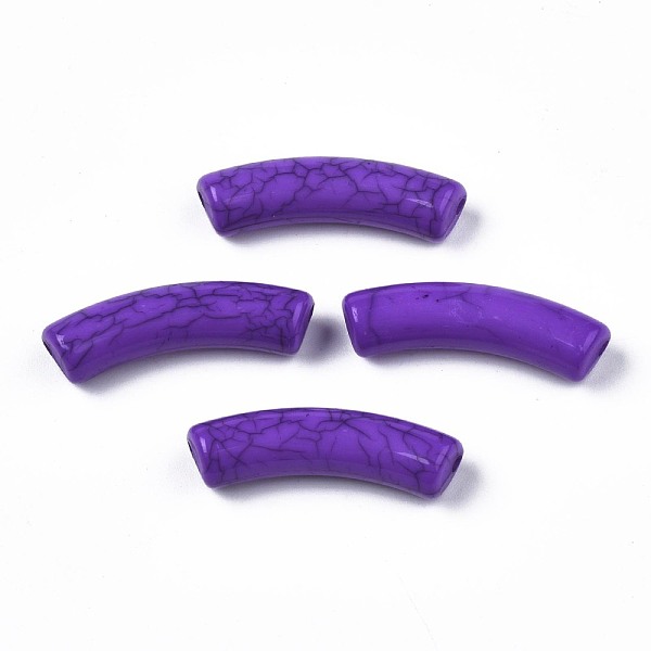 

PandaHall Opaque Crackle Acrylic Beads, Curved Tube, Dark Violet, 32x10x8mm, Hole: 1.8mm, about 330pcs/500g Acrylic Tube