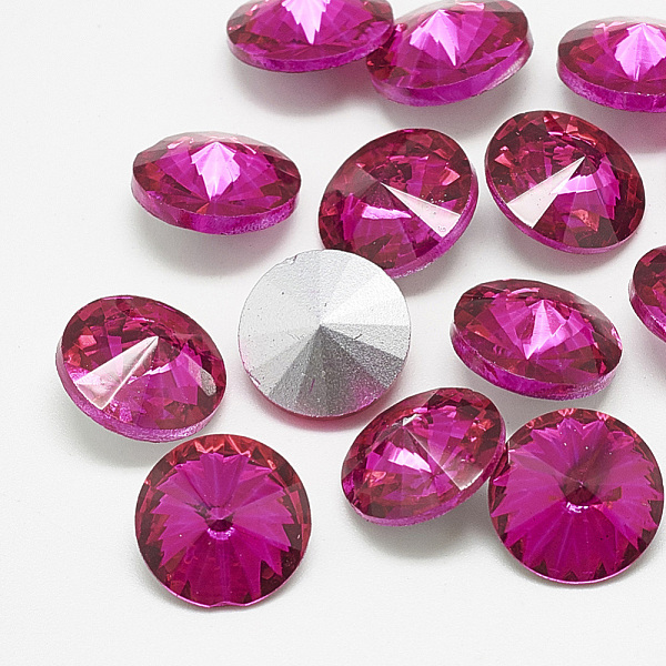 

PandaHall Pointed Back Glass Rhinestone Cabochons, Rivoli Rhinestone, Back Plated, Faceted, Cone, Rose, 8x4mm Glass Rhinestone Cone Pink