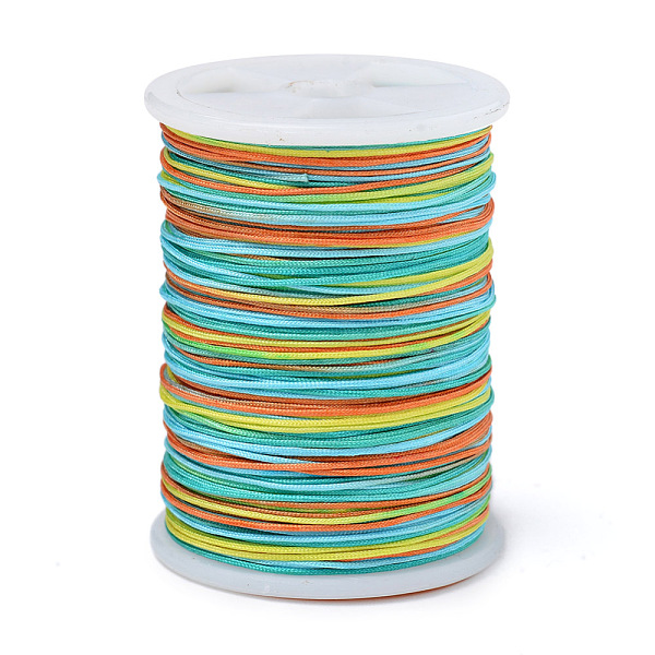 

PandaHall Segment Dyed Polyester Thread, Braided Cord, Colorful, 0.4mm, about 16.4 yards(15m)/roll Polyester