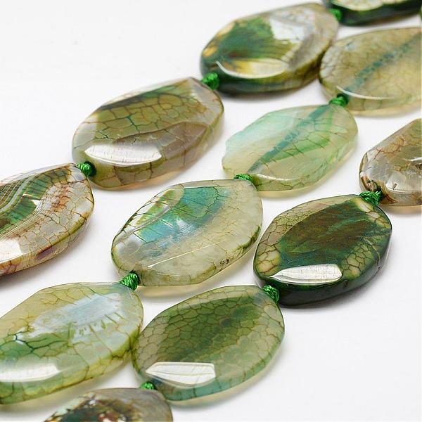 

PandaHall Natural Dragon Veins Agate Beads Strands, Dyed, Oval, Olive Drab, 36~52x28~36x6~11mm, Hole: 2.5mm, 16.9 inch(43cm) Dragon Veins..., Green