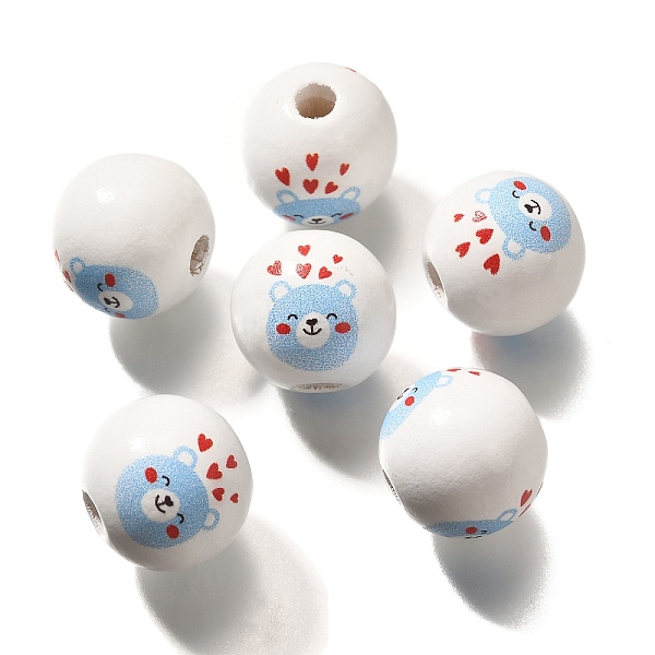 Valentine's Day Element Printed Wood Beads