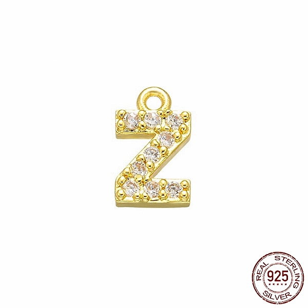 

PandaHall Real 18K Gold Plated 925 Sterling Silver Micro Pave Clear Cubic Zirconia Charms, Initial Letter, Letter Z, 8.5x5x1.5mm, Hole...