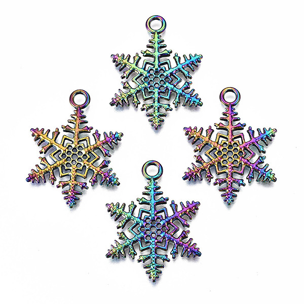 

PandaHall Rainbow Color Alloy Pendants, Cadmium Free & Lead Free, Snowflake, 34x25.5x2mm, Hole: 3mm Alloy Snowflake