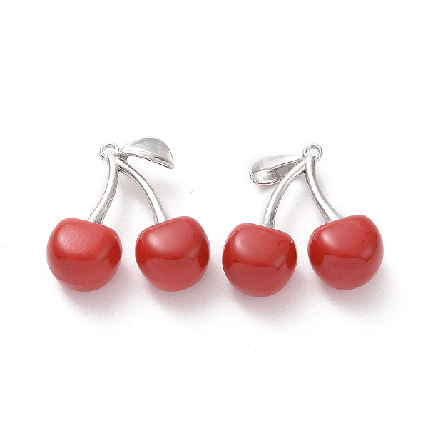 

PandaHall Alloy Enamel Pendants, Cherry, Red, Platinum, 29.5x28.5x12mm, Hole: 2mm Alloy+Enamel Cherry Red