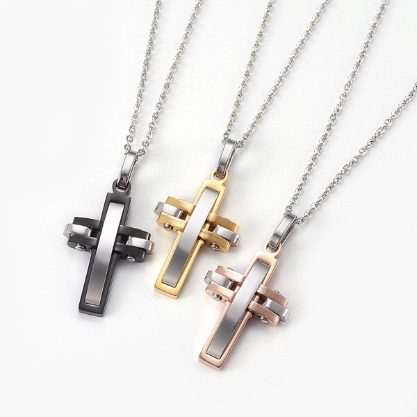 

PandaHall 304 Stainless Steel Pendant Necklaces, with Lobster Claw Clasps, Cross, Mixed Color, 17.9 inch(45.6cm), Pendant: 28.5x18x4.5mm 304..., Multicolor
