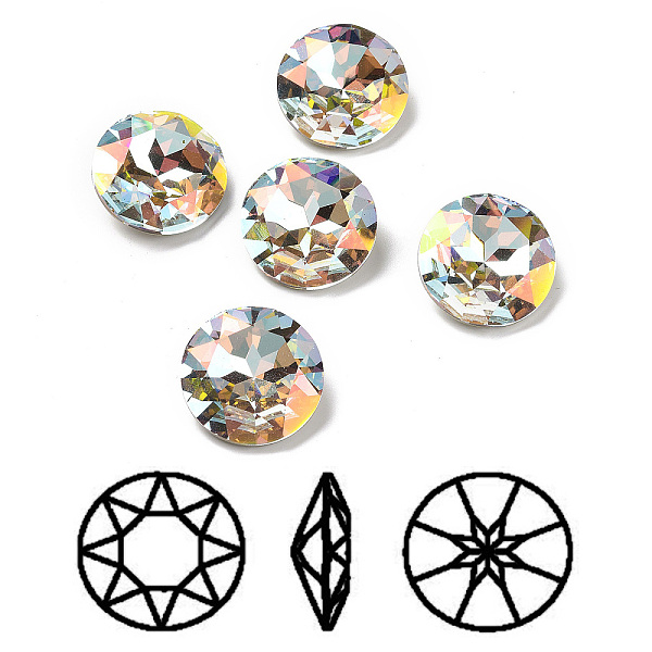 

PandaHall Light AB Style K9 Glass Rhinestone Cabochons, Pointed Back & Back Plated, Faceted, Flat Round, Light Crystal AB, 14x6.9mm Glass..., Clear