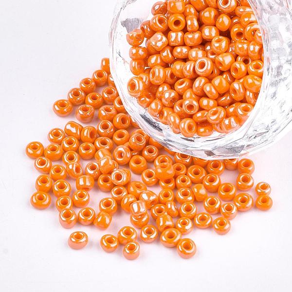 

PandaHall DIY Craft Beads 8/0 Opaque Colors Lustered Round Glass Seed Beads, Dark Orange, Size: about 3mm in diameter, hole:1mm, about...
