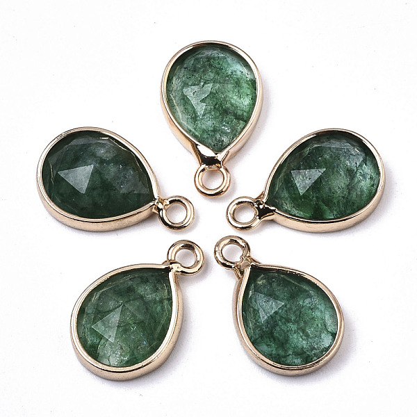 

PandaHall Glass Charms, with Light Gold Tone Brass Findings, Teardrop, Faceted, Sea Green, 14x9x4.5mm, Hole: 1.5mm Brass+Glass Teardrop