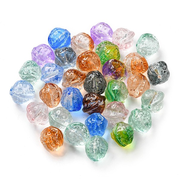 

PandaHall Transparent Baking Paint Glass Beads, Nut, Mixed Color, 12x13x12mm, Hole: 1.2mm Glass Food Multicolor