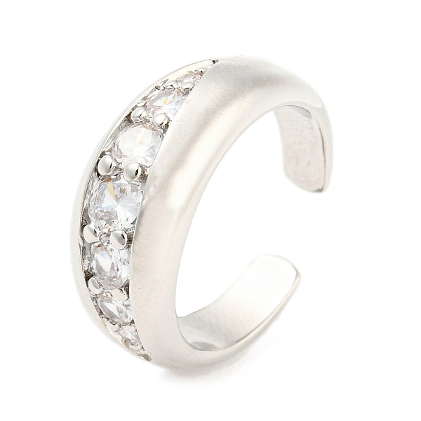 

PandaHall Brass Open Cuff Rings, with Clear Cubic Zirconia, Lead Free & Cadmium Free, Platinum, Inner Diameter: 16.8mm Brass+Cubic Zirconia