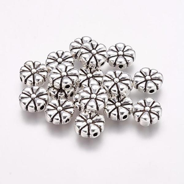

PandaHall Tibetan Style Alloy Beads, Flower, Antique Silver, 10x9x3.5mm, Hole: 1mm, Lead Free & Cadmium Free Alloy Flower