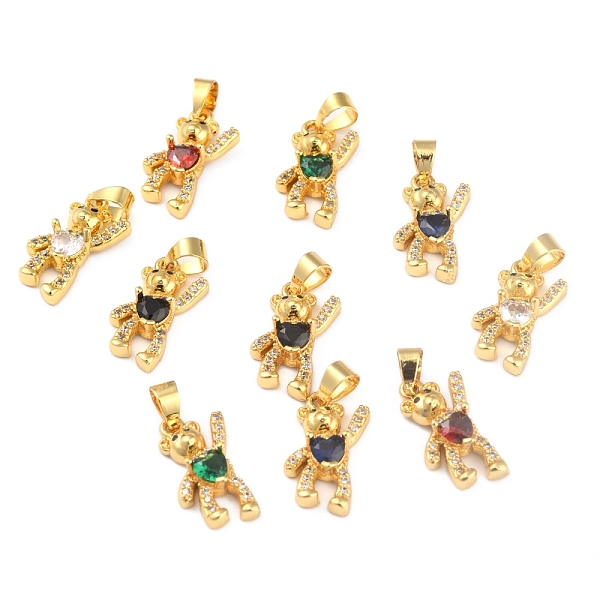 

PandaHall Brass Clear Cubic Zirconia Pendants, Long-Lasting Plated, Real 18K Gold Plated, Bear, Mixed Color, 17x11x4mm, Hole: 3.5x4mm..., Multicolor
