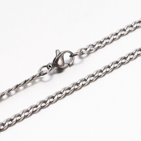 

PandaHall Boy's 304 Stainless Steel Curb Chain Necklaces, with Lobster Claw Clasp, Faceted, Stainless Steel Color, 19.7 inch(50cm) 304...