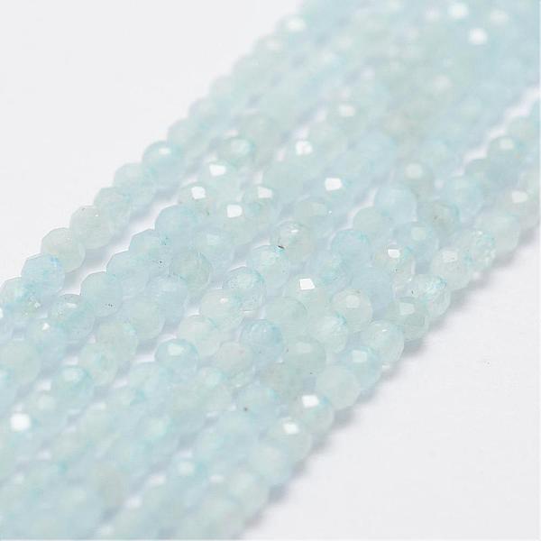 

PandaHall Natural Aquamarine Bead Strands, Grade A, Faceted, Round, 2mm, Hole: 0.5mm, about 160~179pcs/strand, 12.5 inch~12.9 inch..., Green