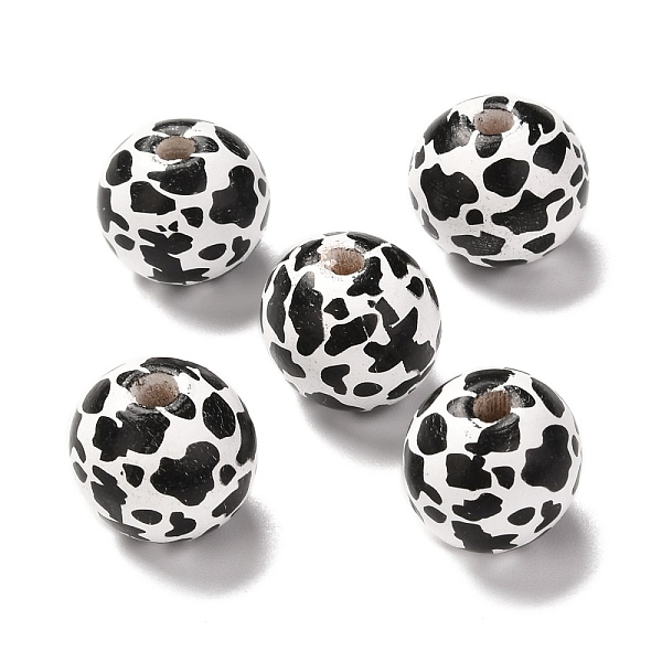 

PandaHall Printed Wood European Beads, Large Hole Beads, Round with Cow Grain Pattern, Dyed, Black, 16x15mm, Hole: 4mm Wood Round Black