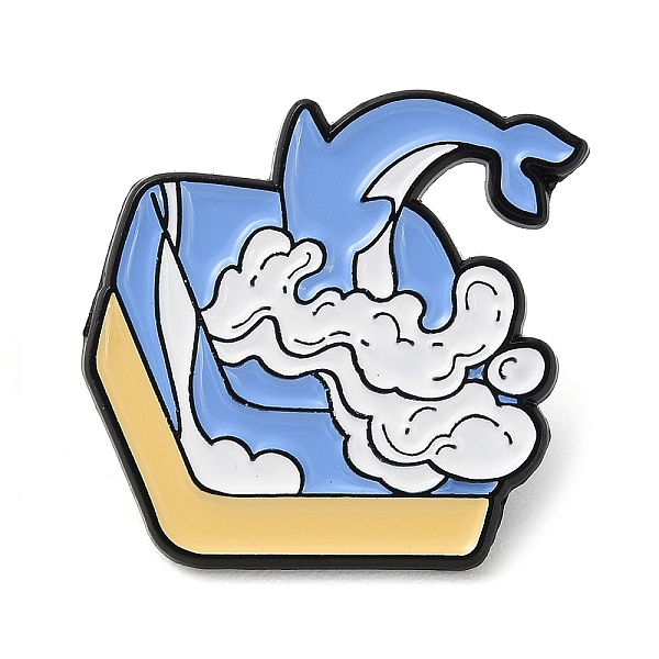 

PandaHall Sea Animal Enamel Pins, Electrophoresis Black Alloy Brooches, Whale, Light Khaki, 26x25x1mm Alloy+Enamel Whale