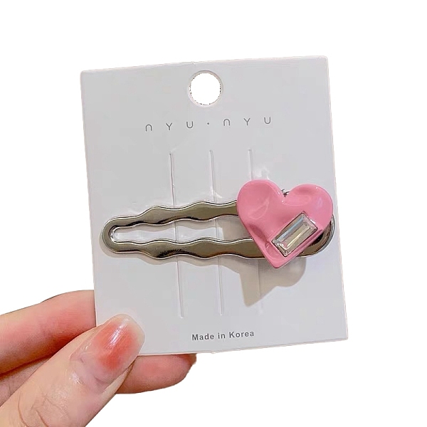 

PandaHall Metal Snap Hair Clips, Heart, Hot Pink, 58mm Metal Heart
