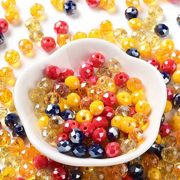 

PandaHall Glass Beads, Faceted, Rondelle, Gold, 8x6mm, Hole: 1mm, about 1210pcs/500g Glass Rondelle Gold