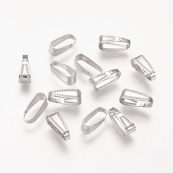 

PandaHall Brass Snap on Bails, Lead Free, Platinum, 11x4mm Brass