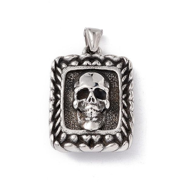 

PandaHall 304 Stainless Steel Manual Polishing Pendants, Rectangle with Skull, Antique Silver, 42x30x13mm, Hole: 4.5x9mm 304 Stainless Steel...