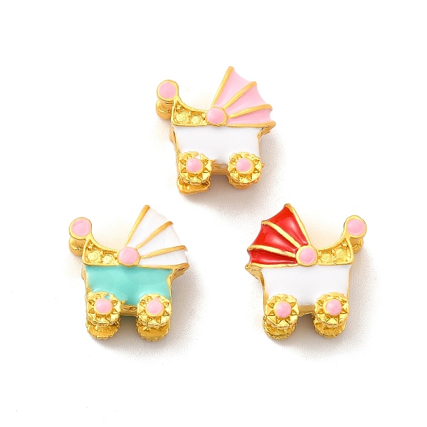 

PandaHall Alloy Enamel European Beads, Large Hole Beads, Lead Free & Cadmium Free, Matter Gold Color, Baby Carriage, Mixed Color..., Multicolor