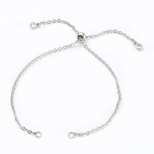 

PandaHall Adjustable 304 Stainless Steel Cable Chain Slider Bracelet/Bolo Bracelets Making, with Brass Cubic Zirconia Charms, Stainless...