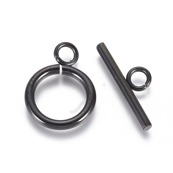

PandaHall 304 Stainless Steel Toggle Clasps, Ring, Electrophoresis Black, Ring: 19x14x2mm, Bar: 20x7x2mm, Hole: 3mm 304 Stainless Steel Ring