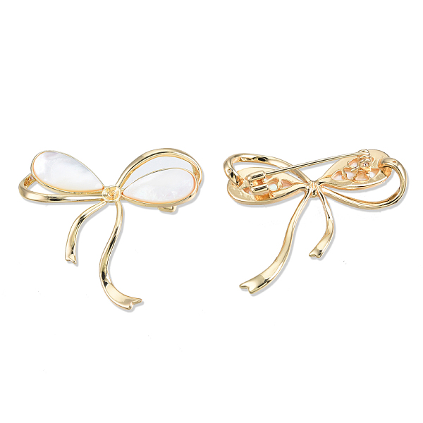 

PandaHall Brass Micro Pave Clear Cubic Zirconia Brooch Findings, For Half Drilled Beads, with Shell, Cadmium Free & Nickel Free & Lead Free...