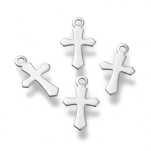 

PandaHall 304 Stainless Steel Pendants, Laser Cut, Cross, Stainless Steel Color, 11.5x7x0.3mm, Hole: 1.2mm 304 Stainless Steel Cross