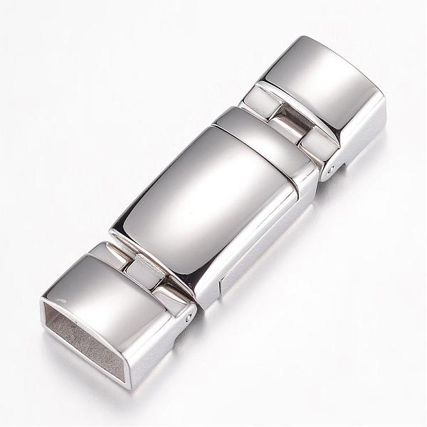 

PandaHall 304 Stainless Steel Magnetic Clasps with Glue-in Ends, Rectangle, Stainless Steel Color, 42x13x8mm, Hole: 5.5x10.5mm 304 Stainless...