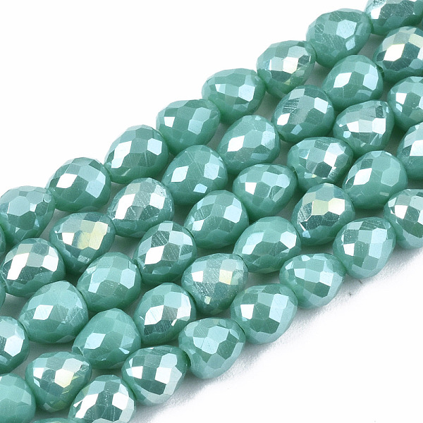 

PandaHall Opaque Glass Beads Strands, AB Color Plated, Faceted, Teardrop, Medium Sea Green, 4.5x4.5mm, Hole: 1mm, about 99~101pcs/strand...