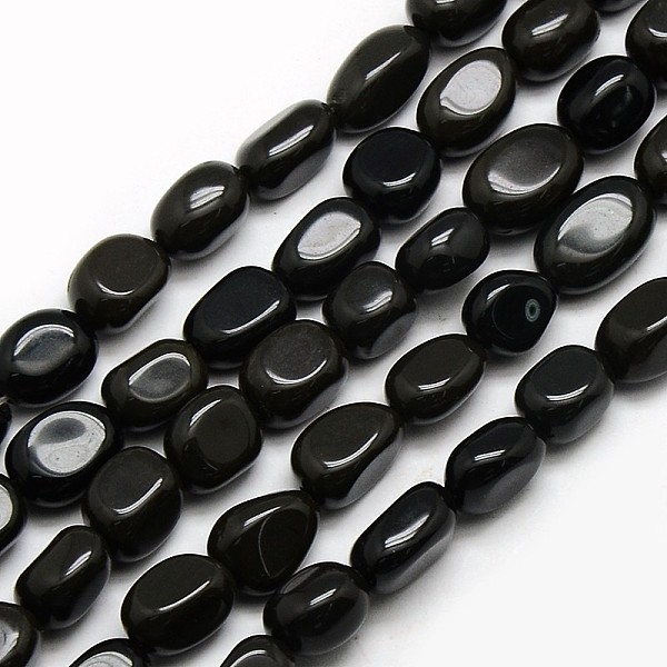 

PandaHall Natural Obsidian Nuggets Beads Strands, Tumbled Stone, Black, 8~12x8~12mm, Hole: 1mm, about 34~36pcs/strand, 15.5 inch Obsidian...