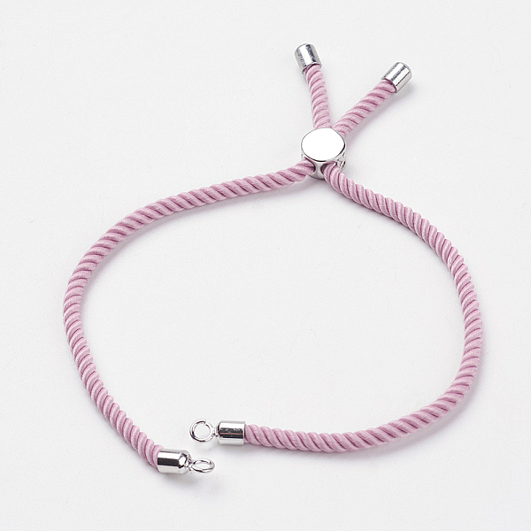 

PandaHall Nylon Twisted Cord Bracelet Making, with Brass Findings, Slider Bracelets, Lead Free & Cadmium Free, Real Platinum Plated, Pink...