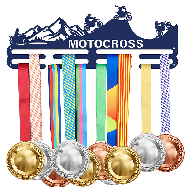 

PandaHall SUPERDANT Motocross Track Medal Hanger Display Mountain Bike 40+ Competition Medal Holder Frame Iron Dark Blue Medal Hook for...